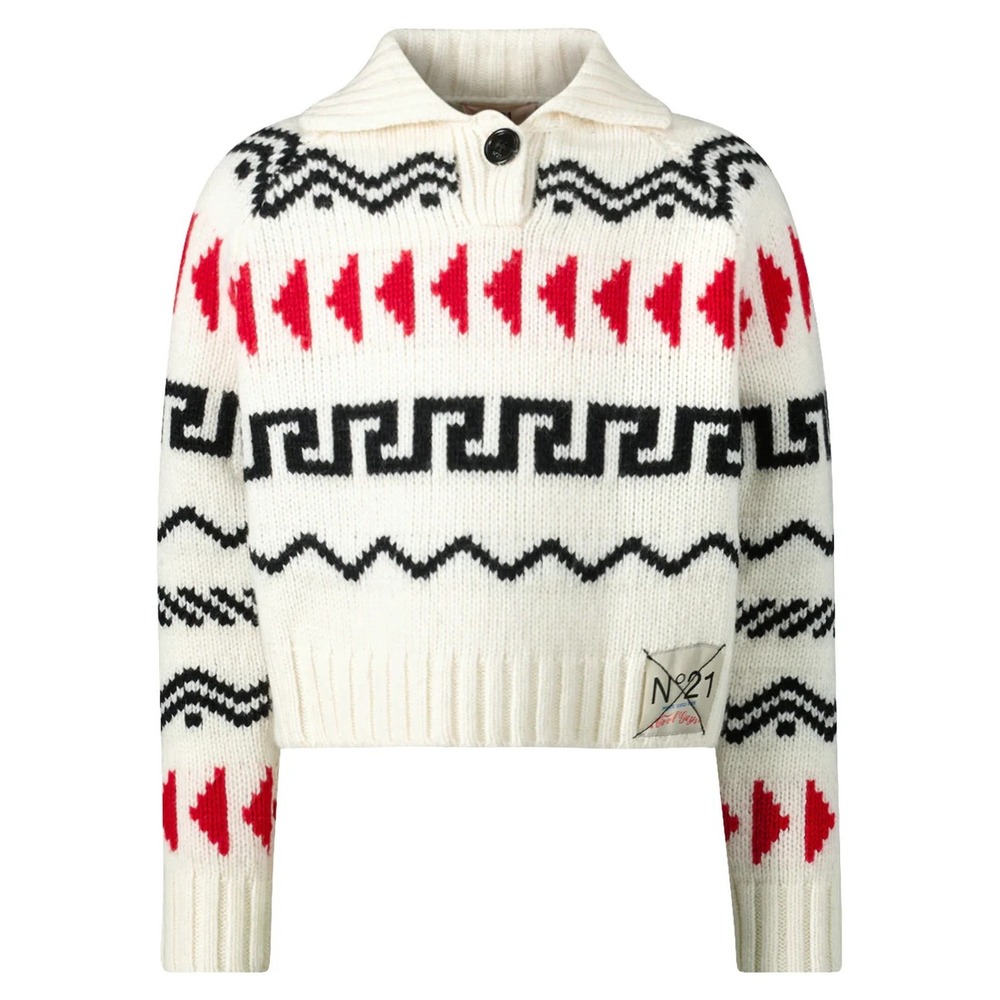 N°21 Sweater Ivory Wool Blend Collared Girl's 10 Boutique Designer Jumper $237